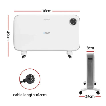 Devanti Electric Convection Heater Panel White 2000W - Flea Market