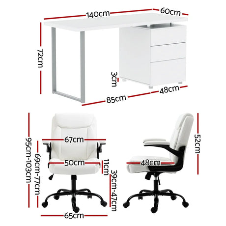 Artiss Computer Desk Executive Office Chairs Sets White - Flea Market