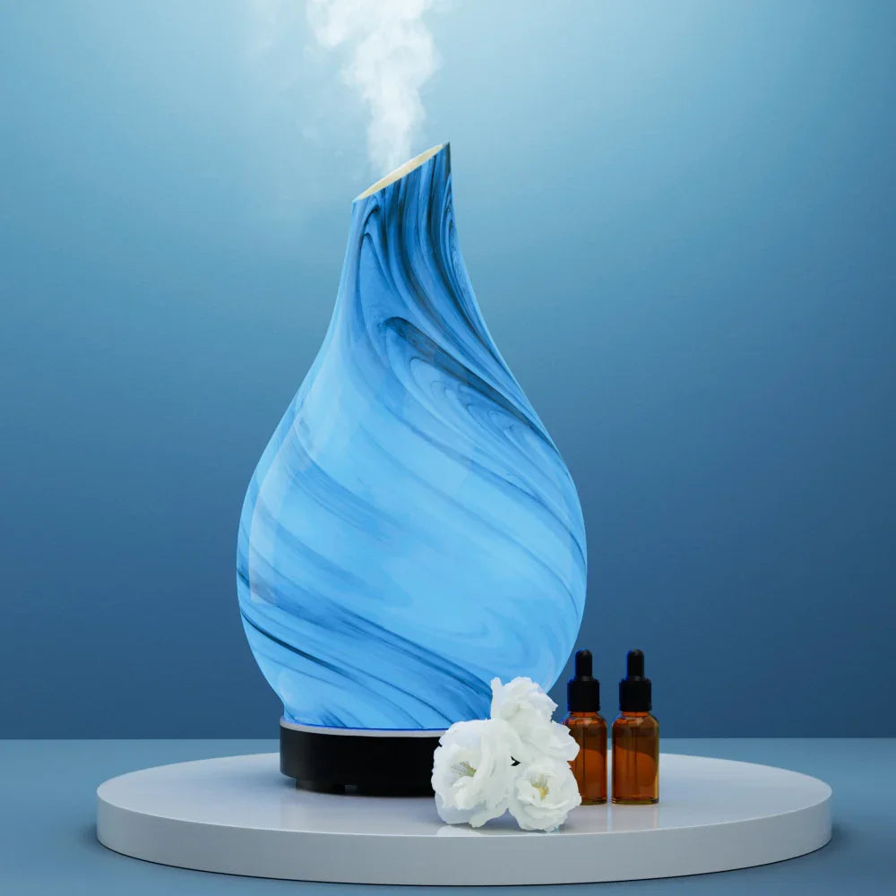Devanti Aromatherapy Aroma Diffuser - Marble Glass LED Essential Oil Humidifier