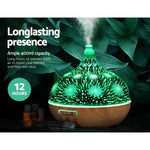 Devanti 400ml Ultrasonic Aroma Diffuser - 3D Glass Aromatherapy LED Humidifier