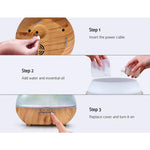 Devanti 400ml Ultrasonic Aroma Diffuser - 3D Glass Aromatherapy LED Humidifier