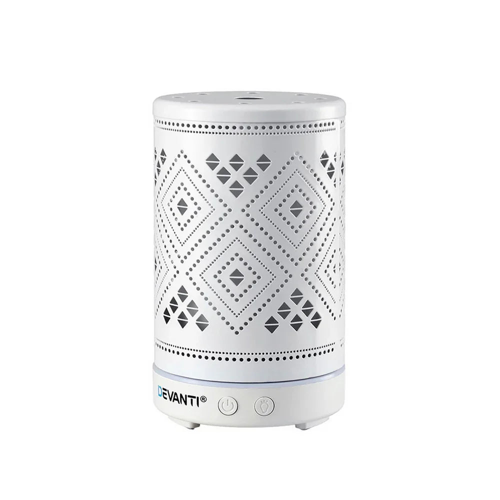 Devanti 100ml Ultrasonic Aroma Diffuser - Forest Iron Design LED Aromatherapy Humidifier