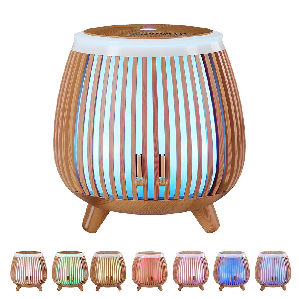 Devanti 140ml Ultrasonic Aroma Diffuser - Forest Iron Design Deep Wood LED Humidifier