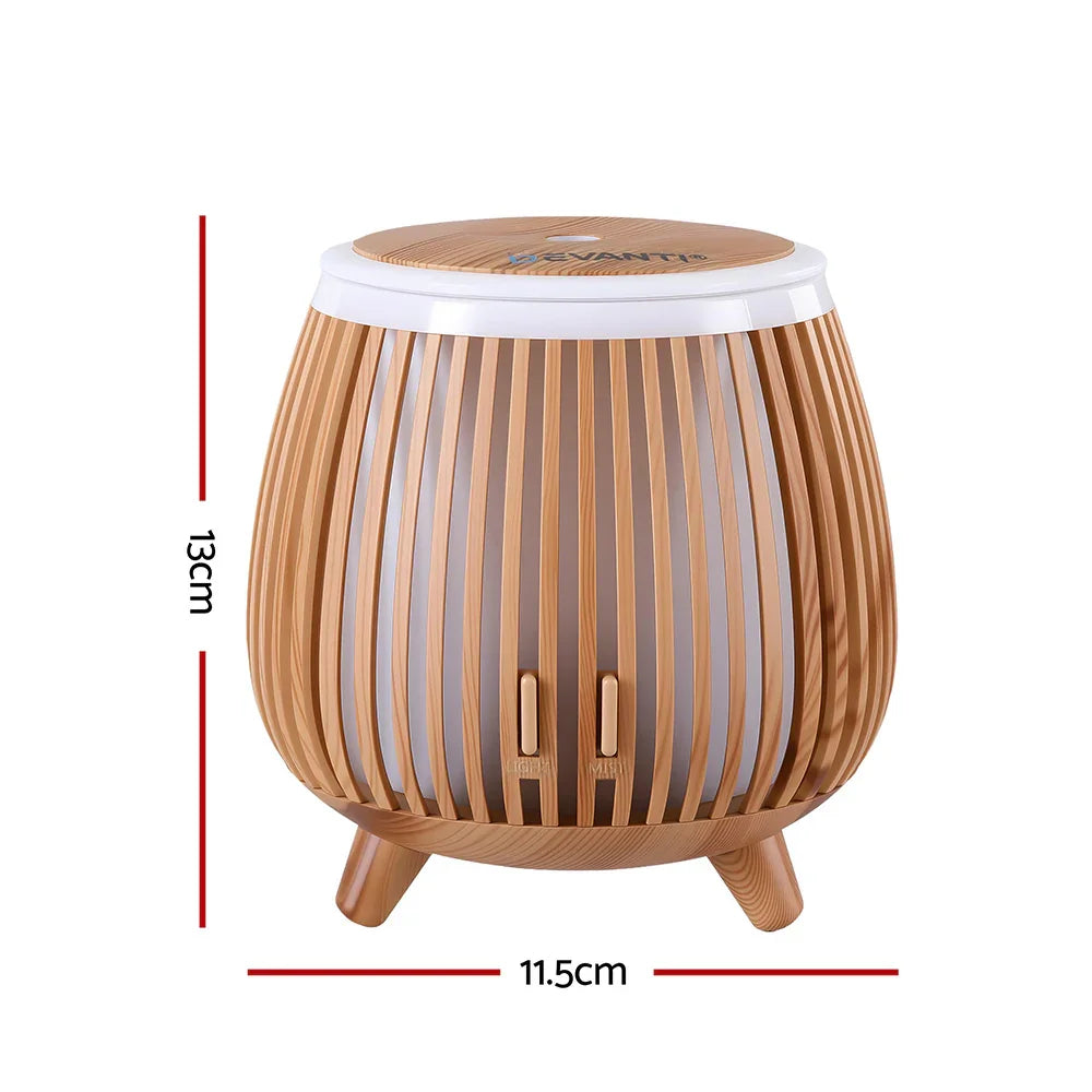 Devanti 140ml Ultrasonic Aroma Diffuser - Forest Iron Design Deep Wood LED Humidifier