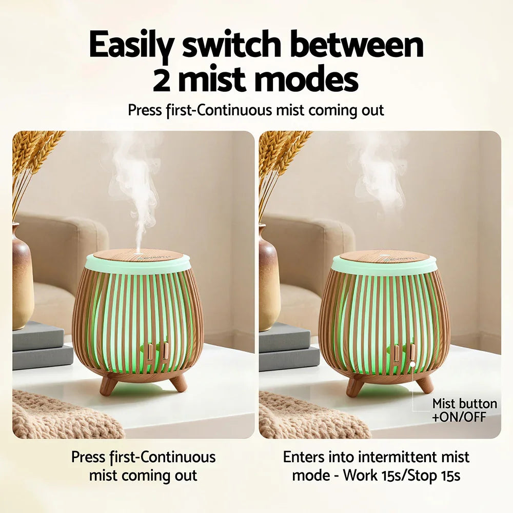 Devanti 140ml Ultrasonic Aroma Diffuser - Forest Iron Design Deep Wood LED Humidifier