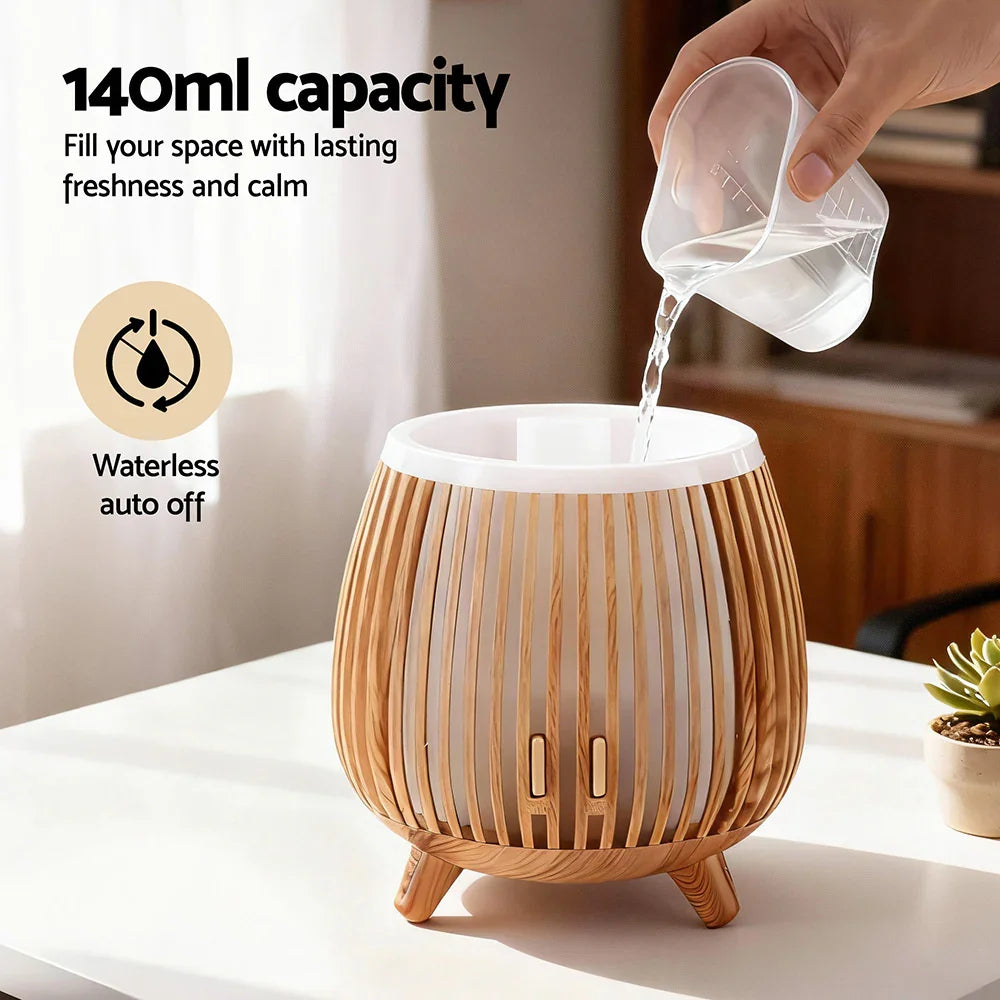 Devanti 140ml Ultrasonic Aroma Diffuser - Forest Iron Design Deep Wood LED Humidifier