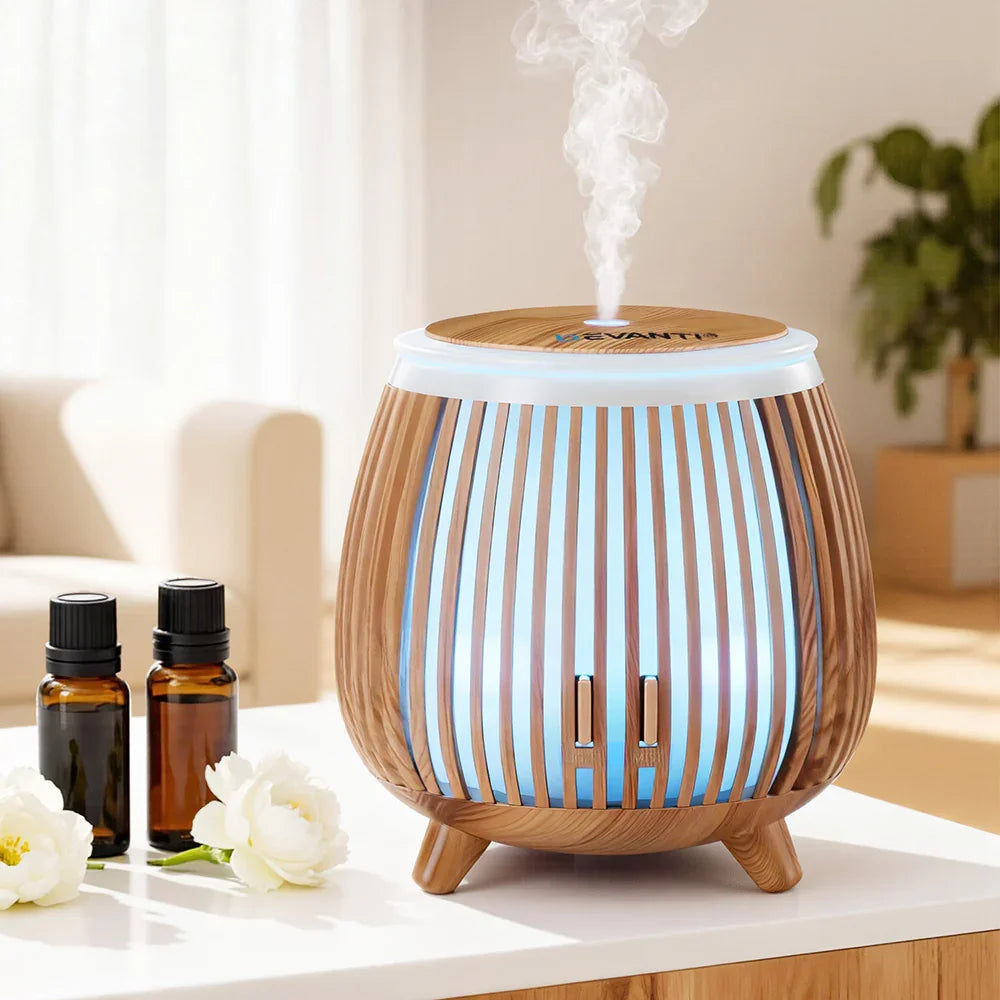 Devanti 140ml Ultrasonic Aroma Diffuser - Forest Iron Design Deep Wood LED Humidifier