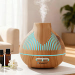 Devanti 400ml Ultrasonic Aroma Diffuser - Forest Iron Design LED Humidifier Light Wood Grain
