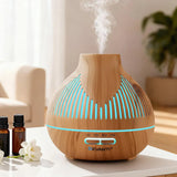 Devanti 400ml Ultrasonic Aroma Diffuser - Forest Iron Design LED Humidifier Light Wood Grain