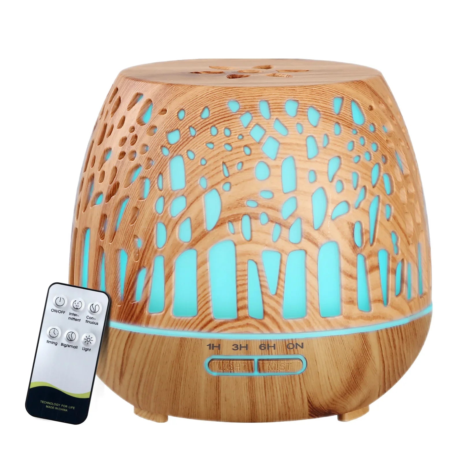 Devanti 400ml Ultrasonic Aroma Diffuser - Wood Grain Aromatherapy LED Humidifier