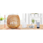 Devanti 400ml Ultrasonic Aroma Diffuser - Wood Grain Aromatherapy LED Humidifier