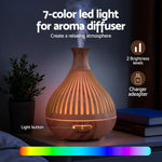 Devanti Ultrasonic Aroma Diffuser Aromatherapy 400ml LED Lights Iron Humidifier Forest Light wood grain