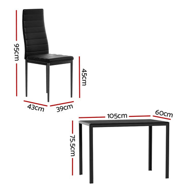 Artiss Dining Chairs and Table Dining Set 4 Chair Set Of 5 Black - Flea Market