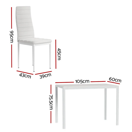 Artiss Dining Chairs and Table Dining Set 4 Chair Set Of 5 White - Flea Market