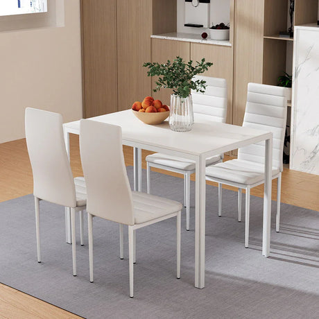 Artiss Dining Chairs and Table Dining Set 4 Chair Set Of 5 White - Flea Market