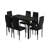 Artiss Dining Chairs and Table Dining Set 6 Chair Set Of 7 Black - Flea Market