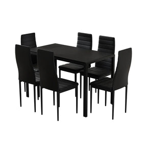 Artiss Dining Chairs and Table Dining Set 6 Chair Set Of 7 Black - Flea Market