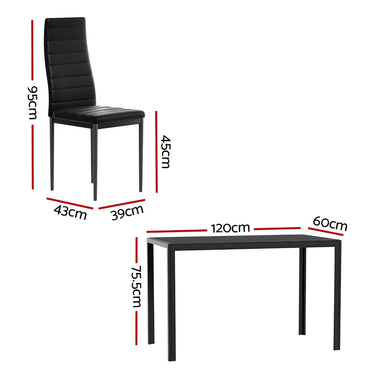 Artiss Dining Chairs and Table Dining Set 6 Chair Set Of 7 Black - Flea Market