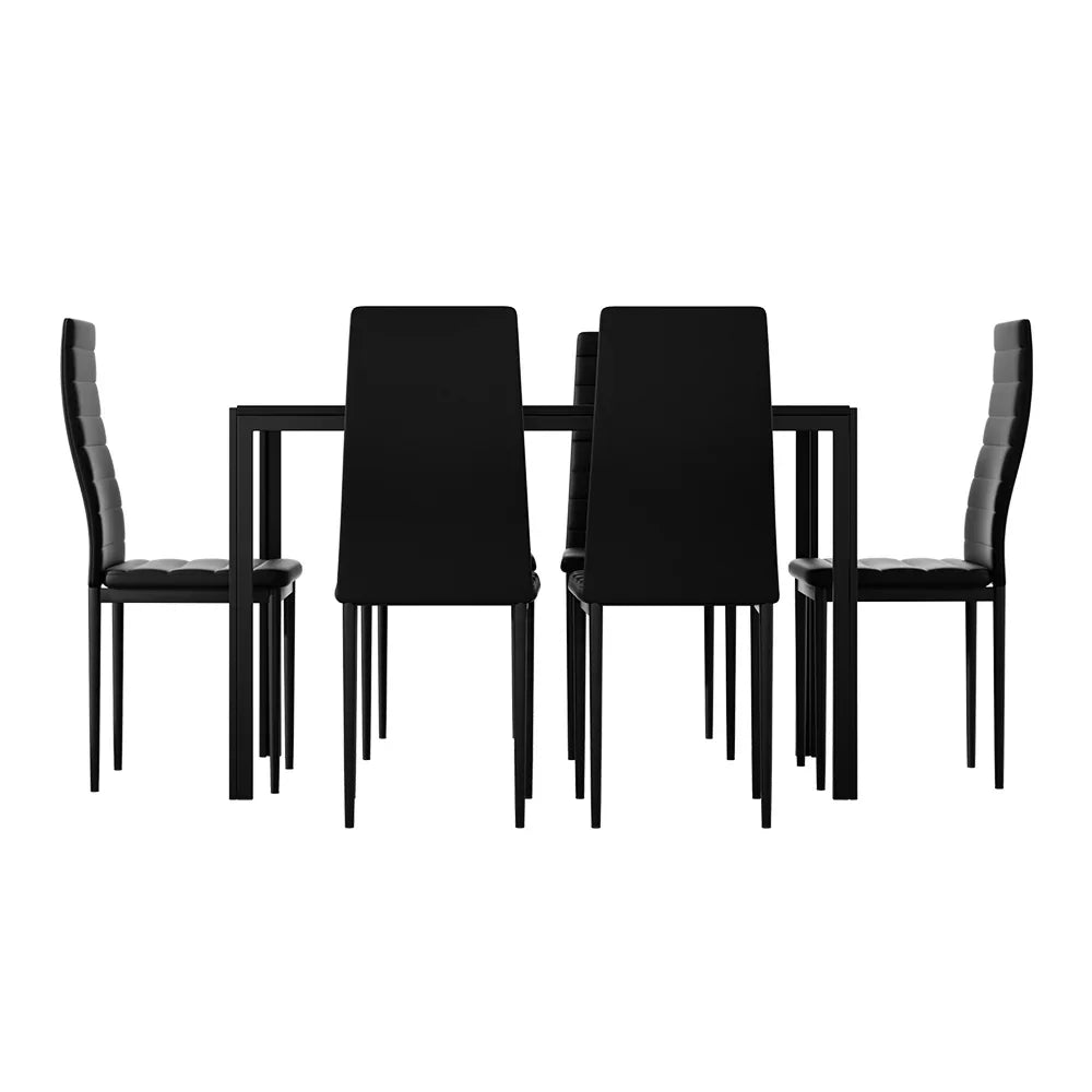 Artiss Dining Chairs and Table Dining Set 6 Chair Set Of 7 Black - Flea Market