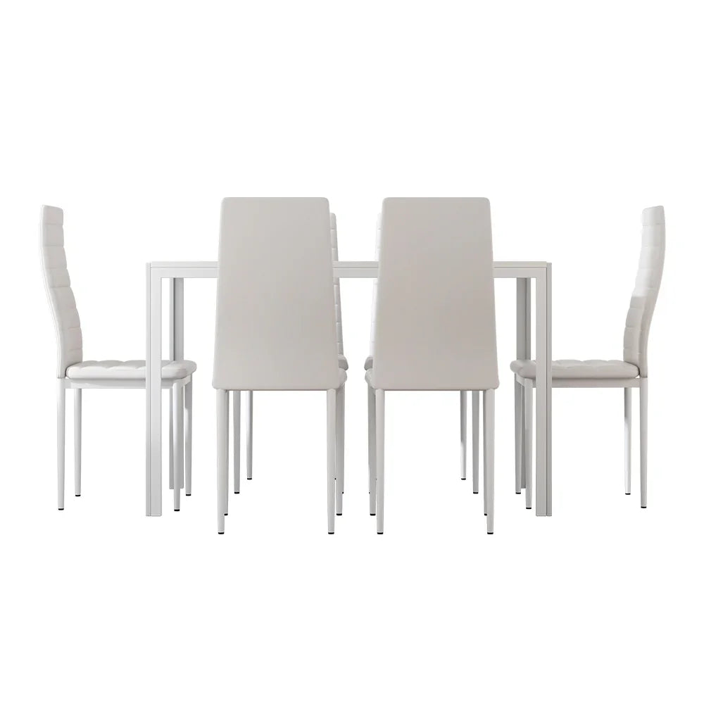Artiss Dining Chairs and Table Dining Set 6 Chair Set Of 7 White - Flea Market