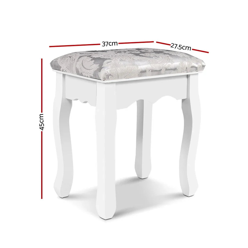 Artiss Dressing Table Stool Velvet White - Luxury Vanity Chair