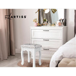 Artiss Dressing Table Stool Velvet White - Luxury Vanity Chair