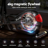 Everfit 4kg magnetic flywheel exercise machine with features icons, indoor setting