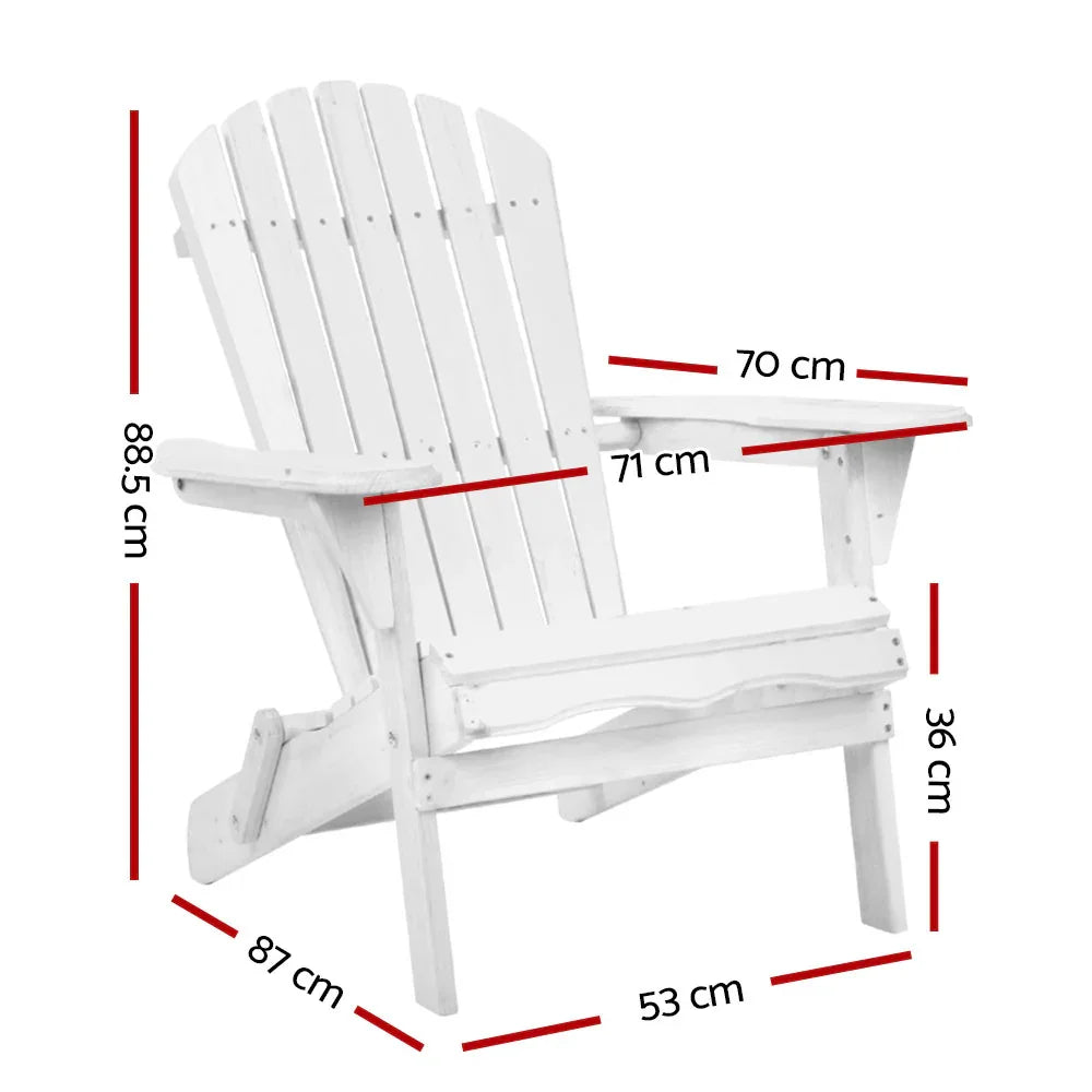 Adirondack Outdoor Chairs Wooden Foldable Beach Chair Patio Furniture White - Flea Market