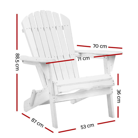 Adirondack Outdoor Chairs Wooden Foldable Beach Chair Patio Furniture White - Flea Market