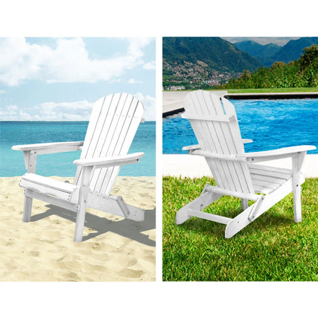 Adirondack Outdoor Chairs Wooden Foldable Beach Chair Patio Furniture White - Flea Market