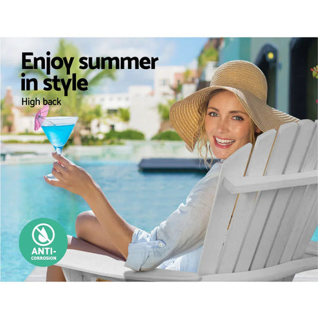 Adirondack Outdoor Chairs Wooden Foldable Beach Chair Patio Furniture White - Flea Market