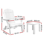 3PC Adirondack Outdoor Table and Chairs Wooden Foldable Beach Chair White - Flea Market