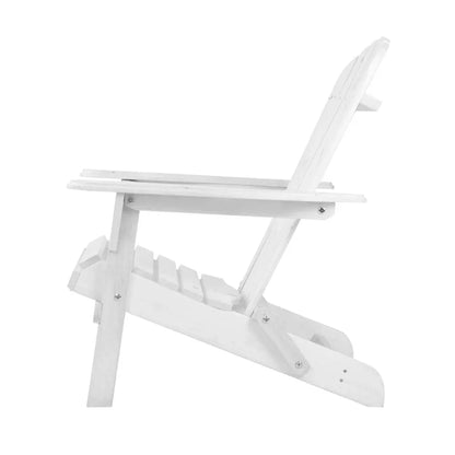 3PC Adirondack Outdoor Table and Chairs Wooden Foldable Beach Chair White - Flea Market