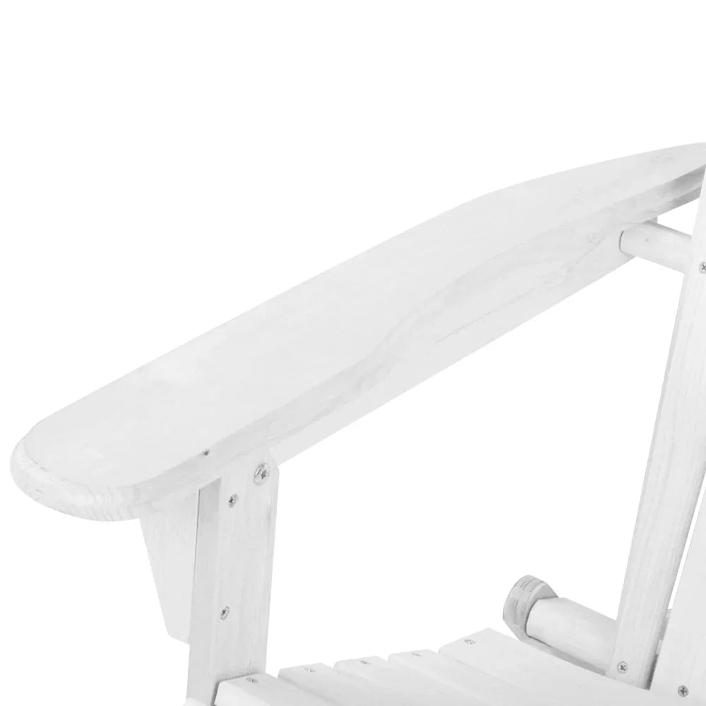 3PC Adirondack Outdoor Table and Chairs Wooden Foldable Beach Chair White - Flea Market