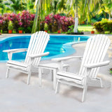 3PC Adirondack Outdoor Table and Chairs Wooden Foldable Beach Chair White - Flea Market