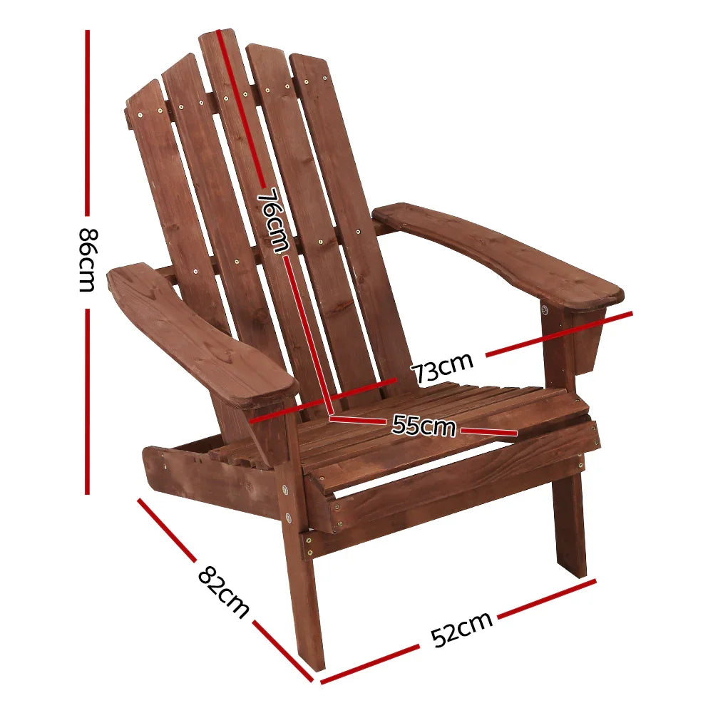 Adirondack Outdoor Chairs Wooden Beach Chair Patio Furniture Garden Brown - Flea Market