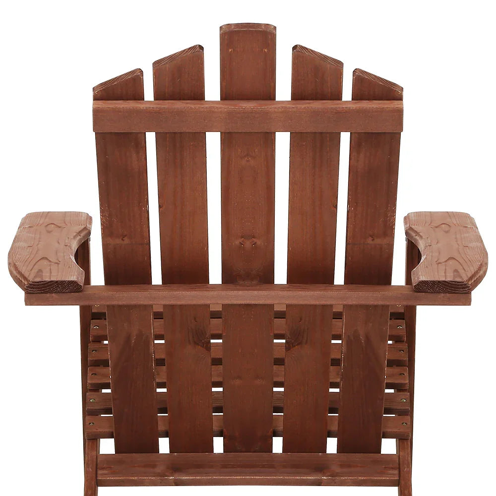 Adirondack Outdoor Chairs Wooden Beach Chair Patio Furniture Garden Brown - Flea Market