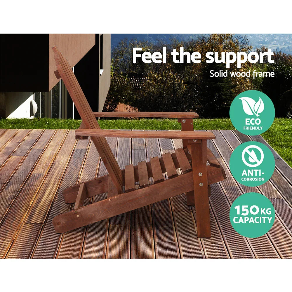 Adirondack Outdoor Chairs Wooden Beach Chair Patio Furniture Garden Brown - Flea Market