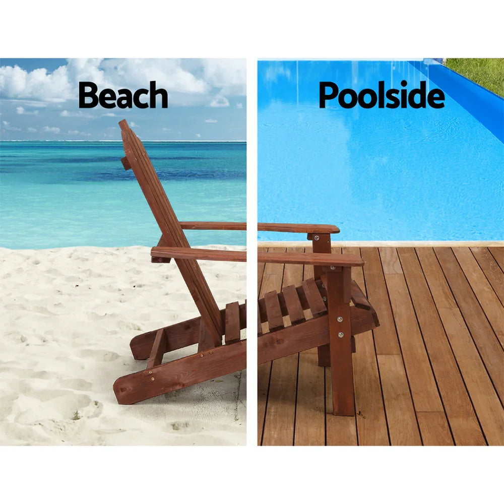 Adirondack Outdoor Chairs Wooden Beach Chair Patio Furniture Garden Brown - Flea Market