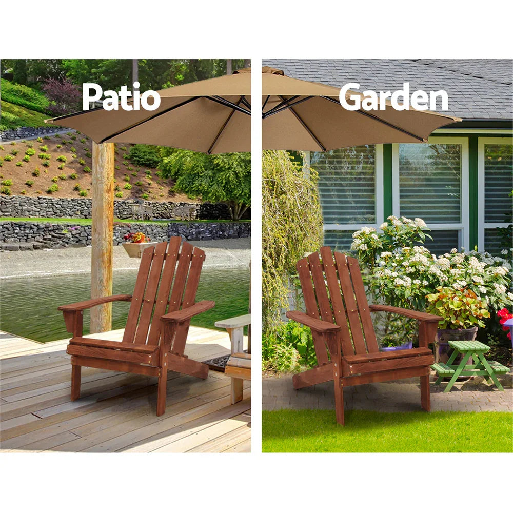 Adirondack Outdoor Chairs Wooden Beach Chair Patio Furniture Garden Brown - Flea Market