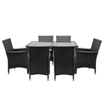 Outdoor Dining Set 7 Piece Wicker Lounge Setting Black - Flea Market
