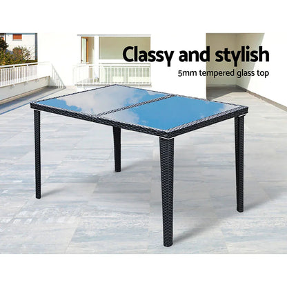 Outdoor Dining Set 7 Piece Wicker Lounge Setting Black - Flea Market