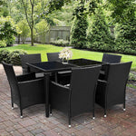 Outdoor Dining Set 7 Piece Wicker Lounge Setting Black - Flea Market