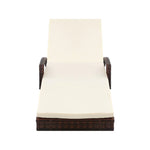 Gardeon Sun Lounge Wicker Lounger Outdoor Furniture Beach Chair Patio Adjustable Cushion Brown - Flea Market