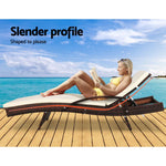 Gardeon Sun Lounge Wicker Lounger Outdoor Furniture Beach Chair Patio Adjustable Cushion Brown - Flea Market