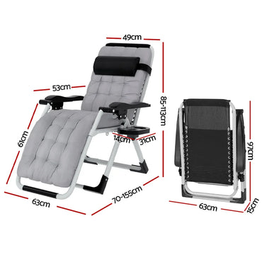Gardeon Sun Lounge Folding Lounger Camping Zero Gravity Chair Outdoor Furniture - Flea Market