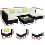 7-Piece Outdoor Sofa Set Wicker Couch Lounge Setting Cover - Flea Market