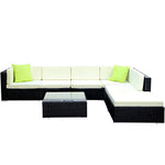 7-Piece Outdoor Sofa Set Wicker Couch Lounge Setting Cover - Flea Market