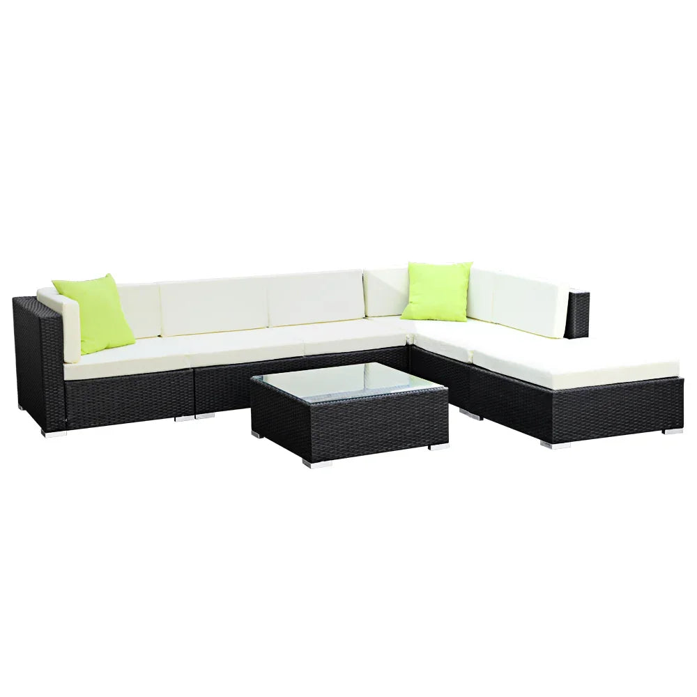7-Piece Outdoor Sofa Set Wicker Couch Lounge Setting Cover - Flea Market