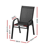 2PC Outdoor Dining Chairs Stackable Lounge Chair Patio Furniture Black - Flea Market